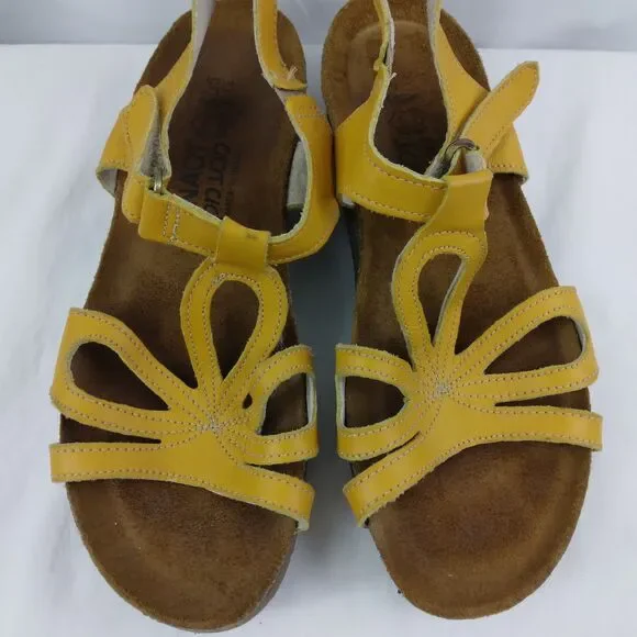 Naot Sandals Slingback Strappy Yellow Leather Open Toe Casual Womens 35 US 4 4.5 - Picture 4 of 12